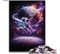 Astronauts Playing Basketball Jigsaw Puzzles for Adults Teenagers Jigsaws Puzzle, for Educational Game Challenge Toy Birthday Present, Gifts, Wall Art (50x75cm)