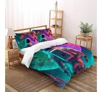 Astronauts Quilt Cover for Bedding 3D Printed Outer Space Teens 3Pcs UltraSoft Microfiber Includes 2 Pillowcases Invisible Zipper Double（200x200cm）
