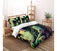 Astronauts Quilt Cover for Bedding 3D Printed Outer Space Teens Three-piece Set Microfiber Includes 2 Pillowcases Invisible Zipper Double（200x200cm）