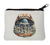 Astronauts Racing Towards The Finish Line Neoprene Coin Purse Pouch 10x11cm White