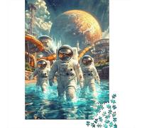 Astronauts Science Fiction Future Scene 1000 Piece Jigsaw Puzzle Paper Jigsaw Puzzle for Adults Relax Focus Family Decor Gift 38x26cm/1000pcs
