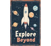 Astronauts Signs Outer Space Metal Arts Universe Poster Explore Beyond Planet Positive Wall Decor Plaque For Nursery Game Room Gift For Women Men 8x12 Inch