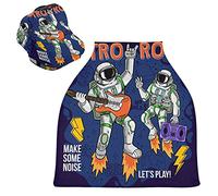 Astronauts Spaceman Guitar Stars Planets Galaxies Stretchy Baby Car Seat Cover,Canopy Nursing Covers,Soft Breathable Windproof Scarf Changepad for Winter Infant Breastfeeding Boys