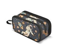 Astronauts Spaceships and Planets Pencil Case, Large Capacity Pen Bag for Boys Girls 3 Compartment Pencil Pouch Students Stationery Organizer Marker Case for School Office Work