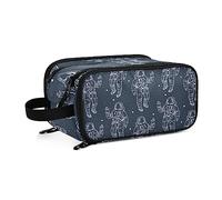 Astronauts with Stars Cosmic in Galaxy Space Nebula Dark Blue Style Women's Portable Makeup Bag with Handle, Cosmetic Bag, Travel Cosmetic Bag Durable Toiletry Storage Organizer 11 x 7 x 5.7 inch