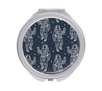 Astronauts with Stars Cosmic in Galaxy Space Nebula Folding Make Up Mirror, Compact 2X/1X Magnification Mirror, Women Portable Travel Makeup Mirror 2.4 x 2.4 inch