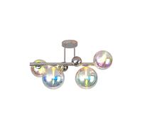 Astronomer 4 Light Semi Flush Ceiling Light - Polished Chrome with Iridescent Glass