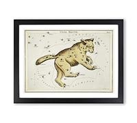 Astronomical Chart Of The Ursa Major Constellation Vintage Framed Print | A3 Black Framed Wall Art | Ready to Hang | Classic Nature Picture | Living Room Bedroom Lounge Office