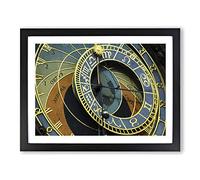 Astronomical Clock Prague Czech Republic No.1 Modern Framed Print | A2 Black Framed Wall Art | Ready to Hang | Modern Nature Picture | Living Room Bedroom Lounge Office