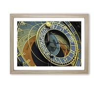 Astronomical Clock Prague Czech Republic No.1 Modern Framed Print | A4 Oak Framed Wall Art | Ready to Hang | Modern Nature Picture | Living Room Bedroom Lounge Office