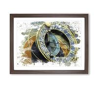 Astronomical Clock Prague Czech Republic No.1 V3 Modern Framed Print | A2 Walnut Framed Wall Art | Ready to Hang | Modern Nature Picture | Living Room Bedroom Lounge Office