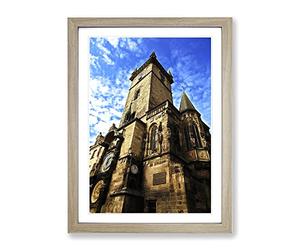 Astronomical Clock Prague Czech Republic No.2 Modern Framed Wall Art Print, Ready to Hang Picture for Living Room Bedroom Home Office Décor, Oak A2 (64 x 46 cm)