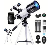 Astronomical Telescope 150X High-Powered,Portable with 70mm Aperture (HD Refractor, Tripod, Phone Adapter, and Aluminum Body) Ideal for Stargazing and Space Exploration