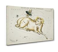 Astronomical Zodiac Chart Of The Aries Constellation Canvas Print | Gallery Wrapped 30mm Frame Wall Art | 20x14 inches | Ready to Hang | Retro Picture | Living Room Bedroom Lounge Office