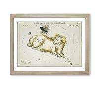 Astronomical Zodiac Chart Of The Aries Constellation Vintage Framed Print | A2 Oak Framed Wall Art | Ready to Hang | Classic Fantasy Picture | Living Room Bedroom Lounge Office