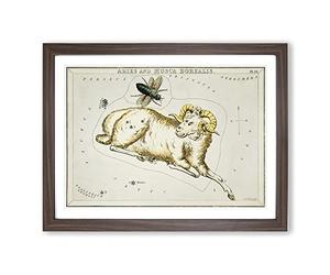 Astronomical Zodiac Chart Of The Aries Constellation Vintage Framed Print | A3 Walnut Framed Wall Art | Ready to Hang | Classic Fantasy Picture | Living Room Bedroom Lounge Office