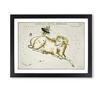 Astronomical Zodiac Chart Of The Aries Constellation Vintage Framed Print | A4 Black Framed Wall Art | Ready to Hang | Classic Fantasy Picture | Living Room Bedroom Lounge Office