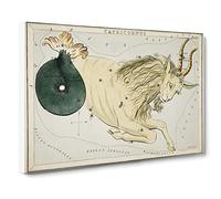 Astronomical Zodiac Chart Of The Capricorn Constellation Canvas Print | Gallery Wrapped 30mm Frame Wall Art | 20x14 inches | Ready to Hang | Retro Picture | Living Room Bedroom Lounge Office