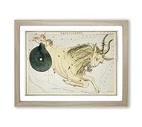 Astronomical Zodiac Chart Of The Capricorn Constellation Vintage Framed Print | A4 Oak Framed Wall Art | Ready to Hang | Classic Fantasy Picture | Living Room Bedroom Lounge Office