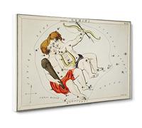 Astronomical Zodiac Chart Of The Gemini Constellation Canvas Print | Gallery Wrapped 30mm Frame Wall Art | 24x16 inches | Ready to Hang | Retro Picture | Living Room Bedroom Lounge Office