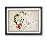 Astronomical Zodiac Chart Of The Gemini Constellation Vintage Framed Print | A2 Black Framed Wall Art | Ready to Hang | Classic Fantasy Picture | Living Room Bedroom Lounge Office