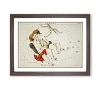 Astronomical Zodiac Chart Of The Gemini Constellation Vintage Framed Print | A3 Walnut Framed Wall Art | Ready to Hang | Classic Fantasy Picture | Living Room Bedroom Lounge Office