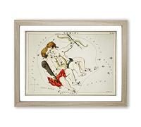 Astronomical Zodiac Chart Of The Gemini Constellation Vintage Framed Print | A4 Oak Framed Wall Art | Ready to Hang | Classic Fantasy Picture | Living Room Bedroom Lounge Office