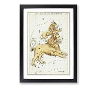 Astronomical Zodiac Chart of The Leo Constellation Framed Print | A2 Black Framed Wall Art | Ready to Hang | Modern Fantasy Picture | Living Room Bedroom Lounge Office