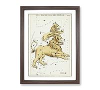 Astronomical Zodiac Chart Of The Leo Constellation Vintage Framed Print | A2 Walnut Framed Wall Art | Ready to Hang | Classic Fantasy Picture | Living Room Bedroom Lounge Office