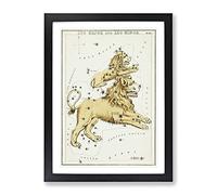 Astronomical Zodiac Chart Of The Leo Constellation Vintage Framed Print | A3 Black Framed Wall Art | Ready to Hang | Classic Fantasy Picture | Living Room Bedroom Lounge Office