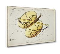 Astronomical Zodiac Chart Of The Libra Constellation Canvas Print | Gallery Wrapped 30mm Frame Wall Art | 24x16 inches | Ready to Hang | Retro Picture | Living Room Bedroom Lounge Office