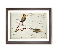 Astronomical Zodiac Chart Of The Pisces Constellation Vintage Framed Print | A2 Walnut Framed Wall Art | Ready to Hang | Classic Fantasy Picture | Living Room Bedroom Lounge Office