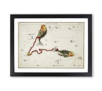 Astronomical Zodiac Chart Of The Pisces Constellation Vintage Framed Print | A3 Black Framed Wall Art | Ready to Hang | Classic Fantasy Picture | Living Room Bedroom Lounge Office
