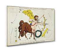 Astronomical Zodiac Chart Of The Sagittarius Constellation Canvas Print | Gallery Wrapped 30mm Frame Wall Art | 20x14 inches | Ready to Hang | Retro Picture | Living Room Bedroom Lounge Office