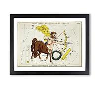 Astronomical Zodiac Chart Of The Sagittarius Constellation Vintage Framed Print | A3 Black Framed Wall Art | Ready to Hang | Classic Fantasy Picture | Living Room Bedroom Lounge Office