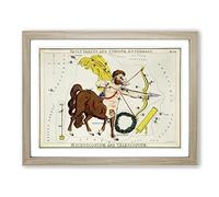 Astronomical Zodiac Chart Of The Sagittarius Constellation Vintage Framed Print | A3 Oak Framed Wall Art | Ready to Hang | Classic Fantasy Picture | Living Room Bedroom Lounge Office