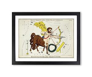 Astronomical Zodiac Chart Of The Sagittarius Constellation Vintage Framed Wall Art Print, Ready to Hang Picture for Living Room Bedroom Home Office Décor, Black A4 (34 x 25 cm)
