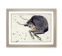 Astronomical Zodiac Chart Of The Taurus Constellation Vintage Framed Print | A3 Oak Framed Wall Art | Ready to Hang | Classic Fantasy Picture | Living Room Bedroom Lounge Office