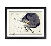 Astronomical Zodiac Chart Of The Taurus Constellation Vintage Framed Print | A4 Black Framed Wall Art | Ready to Hang | Classic Fantasy Picture | Living Room Bedroom Lounge Office