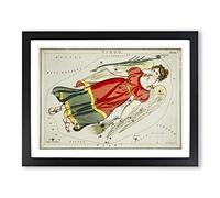 Astronomical Zodiac Chart Of The Virgo Constellation Vintage Framed Print | A4 Black Framed Wall Art | Ready to Hang | Classic Fantasy Picture | Living Room Bedroom Lounge Office