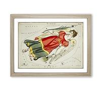Astronomical Zodiac Chart Of The Virgo Constellation Vintage Framed Print | A4 Oak Framed Wall Art | Ready to Hang | Classic Fantasy Picture | Living Room Bedroom Lounge Office