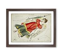 Astronomical Zodiac Chart Of The Virgo Constellation Vintage Framed Print | A4 Walnut Framed Wall Art | Ready to Hang | Classic Fantasy Picture | Living Room Bedroom Lounge Office