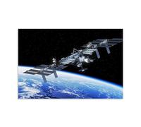 Astronomy Sci-Fi Poster The International Space Station Orbits The Earth Poster Decorative Painting Canvas Wall Art Living Room Poster Bedroom Painting Wall Art Picture Print Modern Family Room