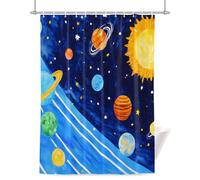 Astronomy Shower Curtain for Bathroom, Planets Saturn Sun Stars Galaxy Cosmic Waterproof Cloth Fabric Bathroom Accessories Set with 12 Rust Proof Plastic Hooks, 36” x 78”