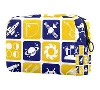 Astronomy Space Rocket Cosmetic Bag for Women, Travel Toiletries Bags Large Makeup Handy Pouch Organiser Bag with Zipper