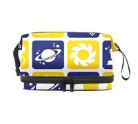 Astronomy Space Rocket Double Layer Cosmetic Bag for Women and Girls, Travel Toiletry Bag Makeup Handy Pouch Organiser Bag with Brush Compartment