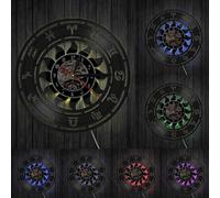 Astronomy Time Wall Clock Zodiac Home Decor Astrology Vinyl Record Wall Clock Zodiac Wall Watch Astronomers Gift With LED