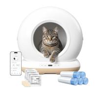 AstroPet 72L Automatic Cat Litter Tray, Self-Cleaning Cat Litter Tray with Mat, App and Buttons Control, UV Sterilisation, Multiple Safety Protection (Waste Bag + Air Freshener Set)