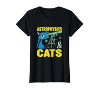 Astrophysics and Cats Funny Astrophysicist Astronomy Value Graphic T-Shirt, Women, Black, M