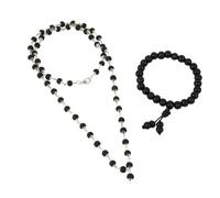 Astrotalk Silver Capped Karungali Malai & Bracelet Combo | Original Black Ebony Wood | Lord Murugan Protection, Aura Cleansing & Energy Balance | Ideal Spiritual Gift for Man & Woman